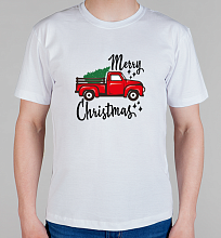 Мужская футболка Christmas car